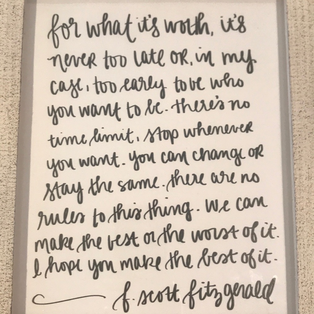 F. Scott Fitzgerald Inspirational Print with Frame